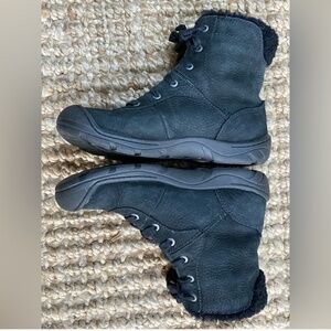 KEEN Black Crested Butte Lined Collar Laced Up Mid Boots Sz 5.5 - 6